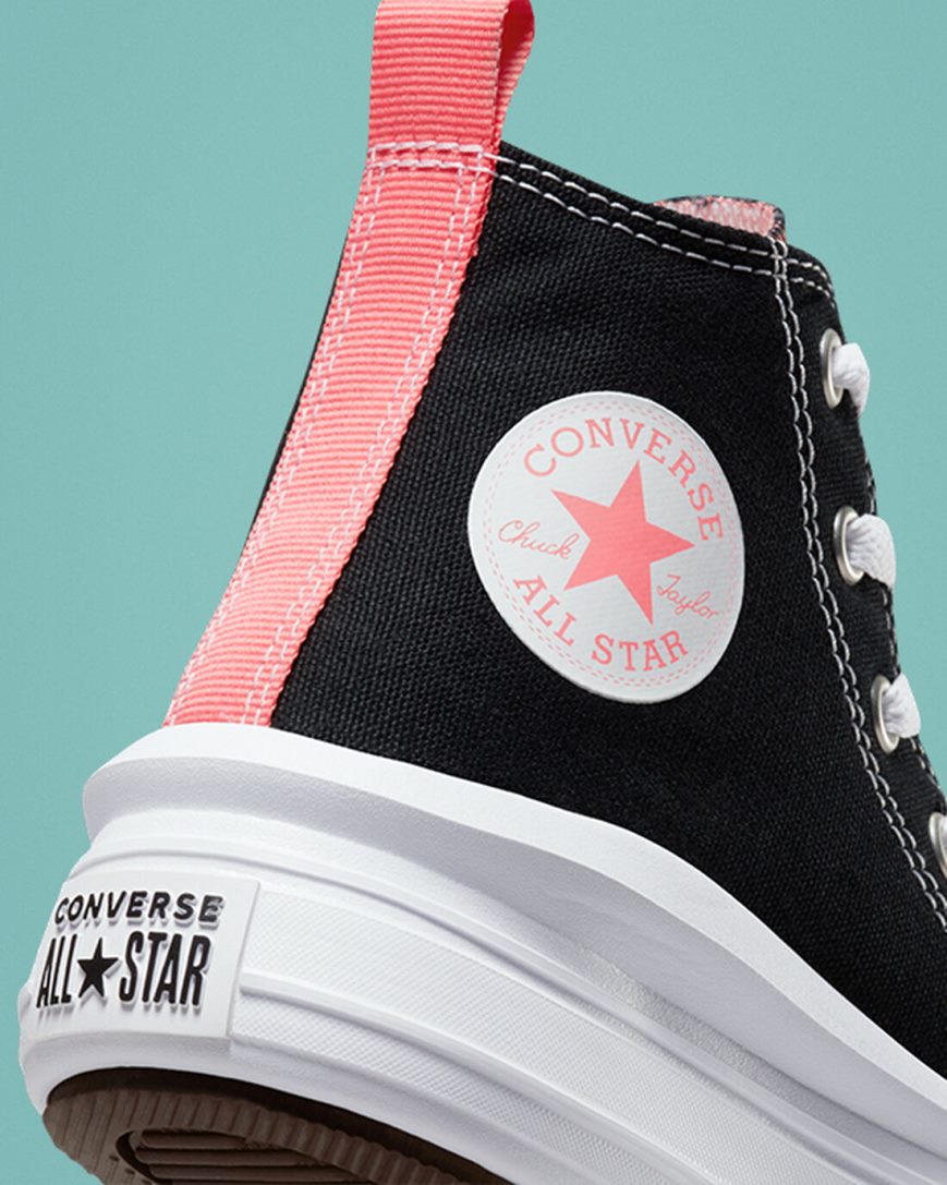 Pantofi Platforma Fete Converse Chuck Taylor All Star Move Inalti Negrii Roz Albi | RO VUSHA659